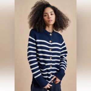 La Ligne Marin Navy and White Striped Cardigan